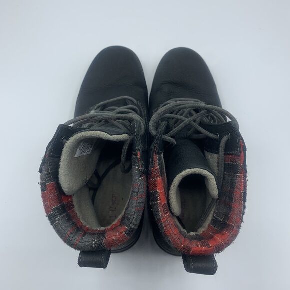 LL Bean US Size 7 M Women’s Charcoal Park Ridge Lace Up W/Red Plaid Boots - Picture 5 of 8